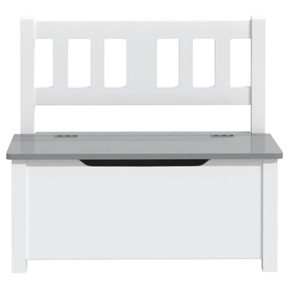 Banc de rangement pour enfants Blanc et gris 60x30x55 cm MDF