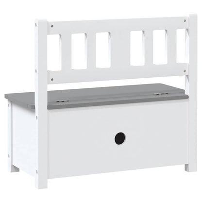 Banc de rangement pour enfants Blanc et gris 60x30x55 cm MDF