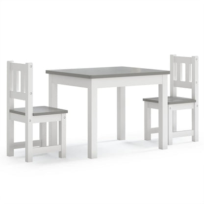 Ensemble de table et chaises enfants 3 pcs Blanc et gris MDF