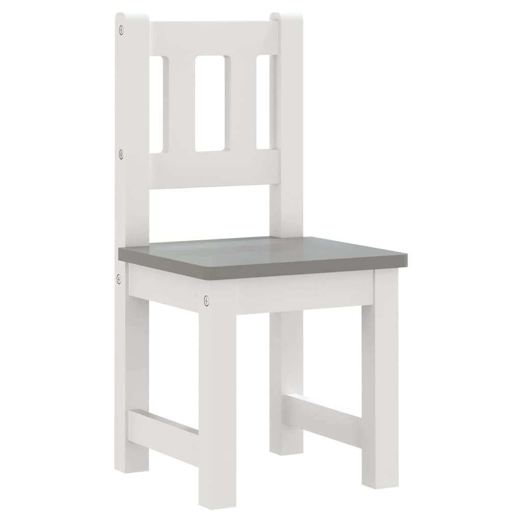 Ensemble de table et chaises enfants 3 pcs Blanc et gris MDF