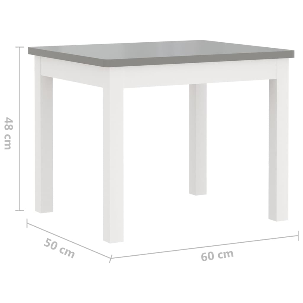 Ensemble de table et chaises enfants 3 pcs Blanc et gris MDF