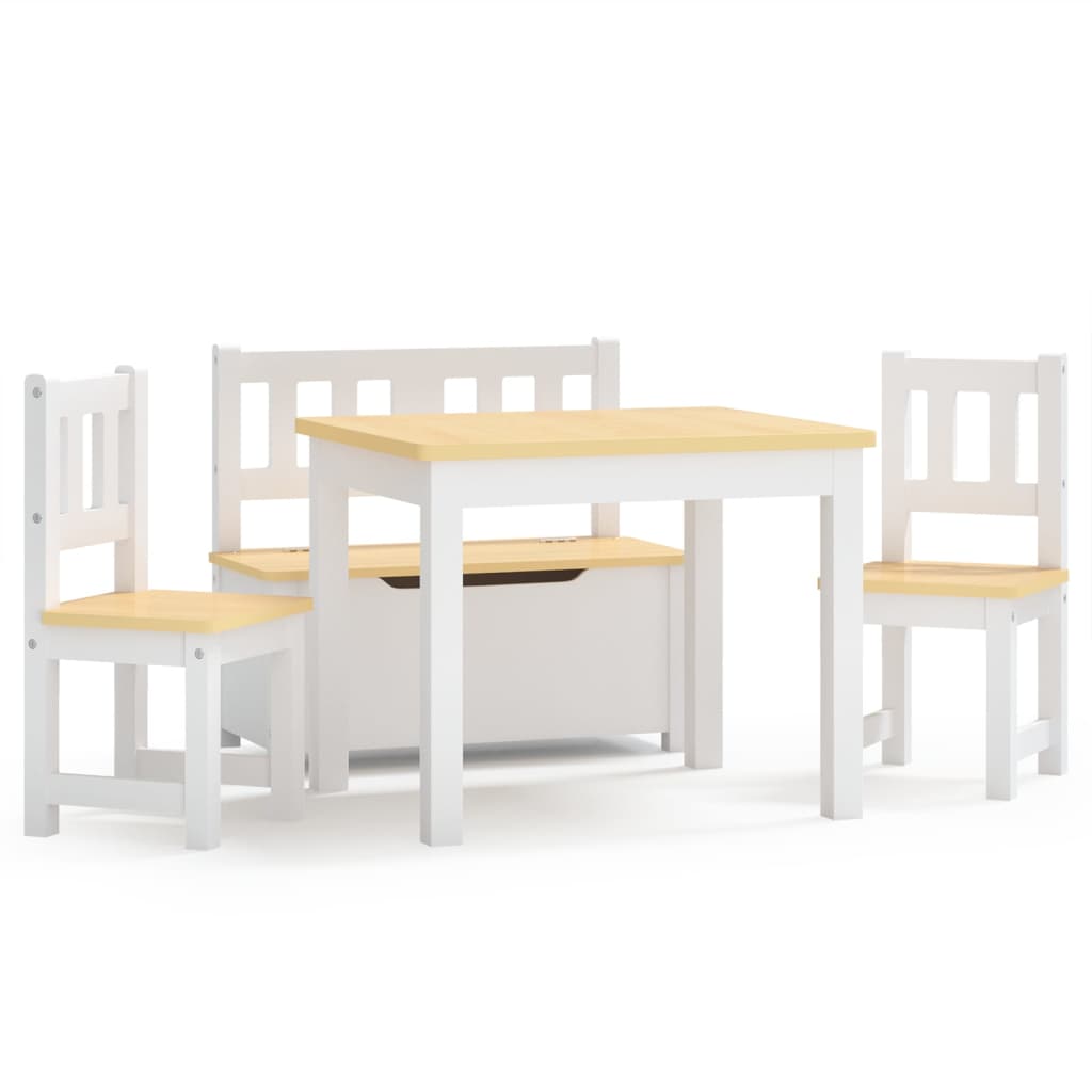 Ensemble de table et chaises enfants 4 pcs Blanc et beige MDF