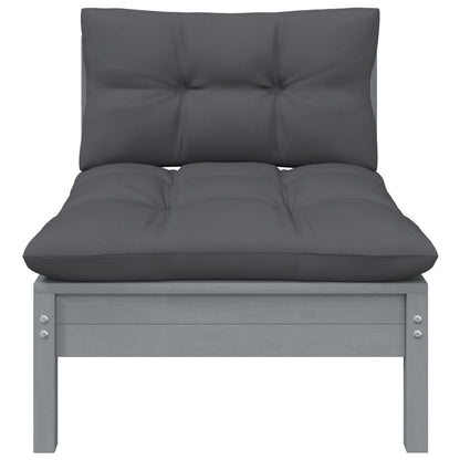 Canapé central de jardin avec coussins anthracite Gris Pin