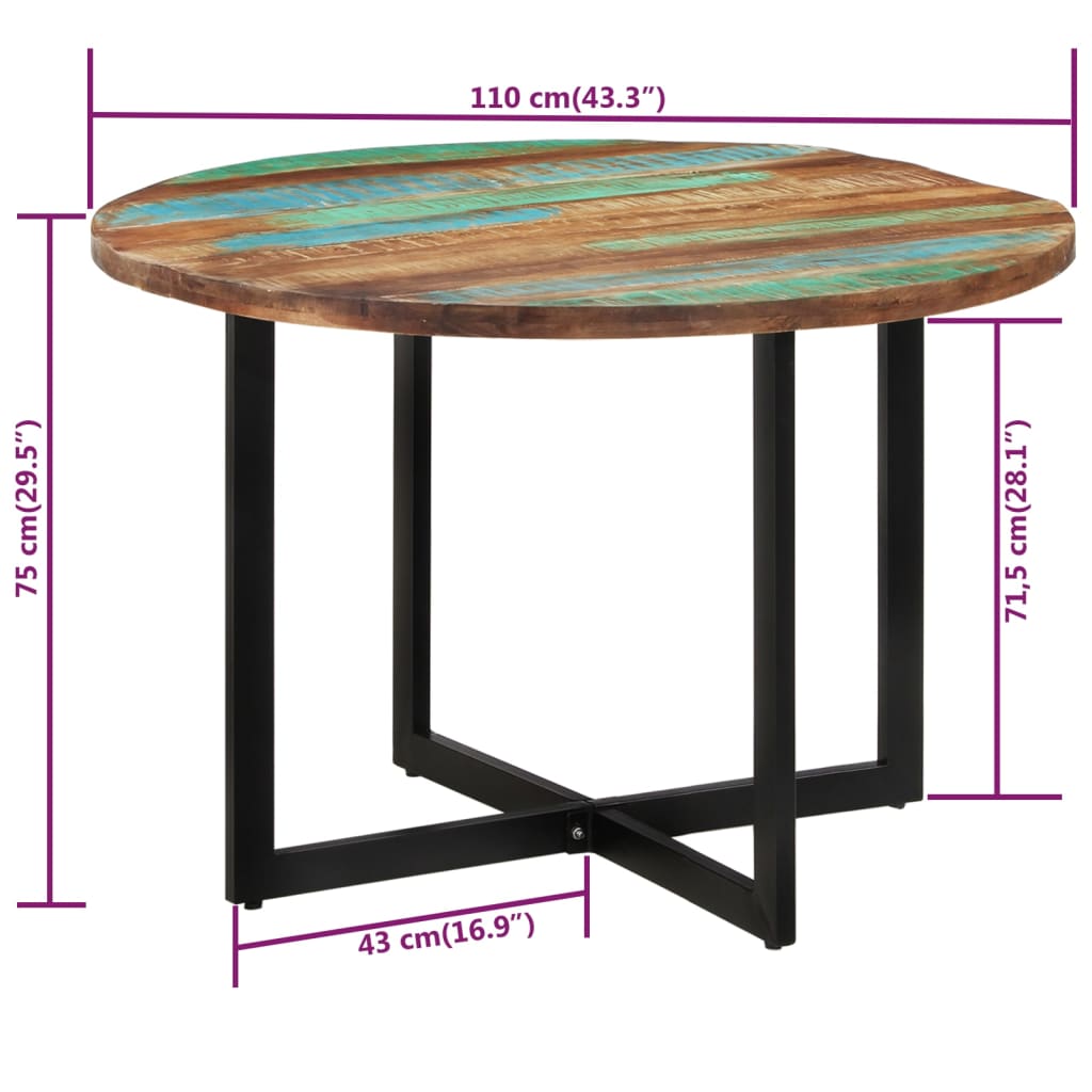 Table à manger 110x75 cm Bois massif de récupération