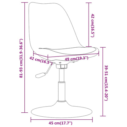 Chaises pivotantes à manger lot de 4 Gris clair Tissu