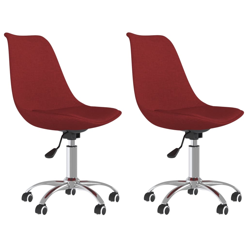 Chaises pivotantes à manger lot de 2 Rouge bordeaux Tissu