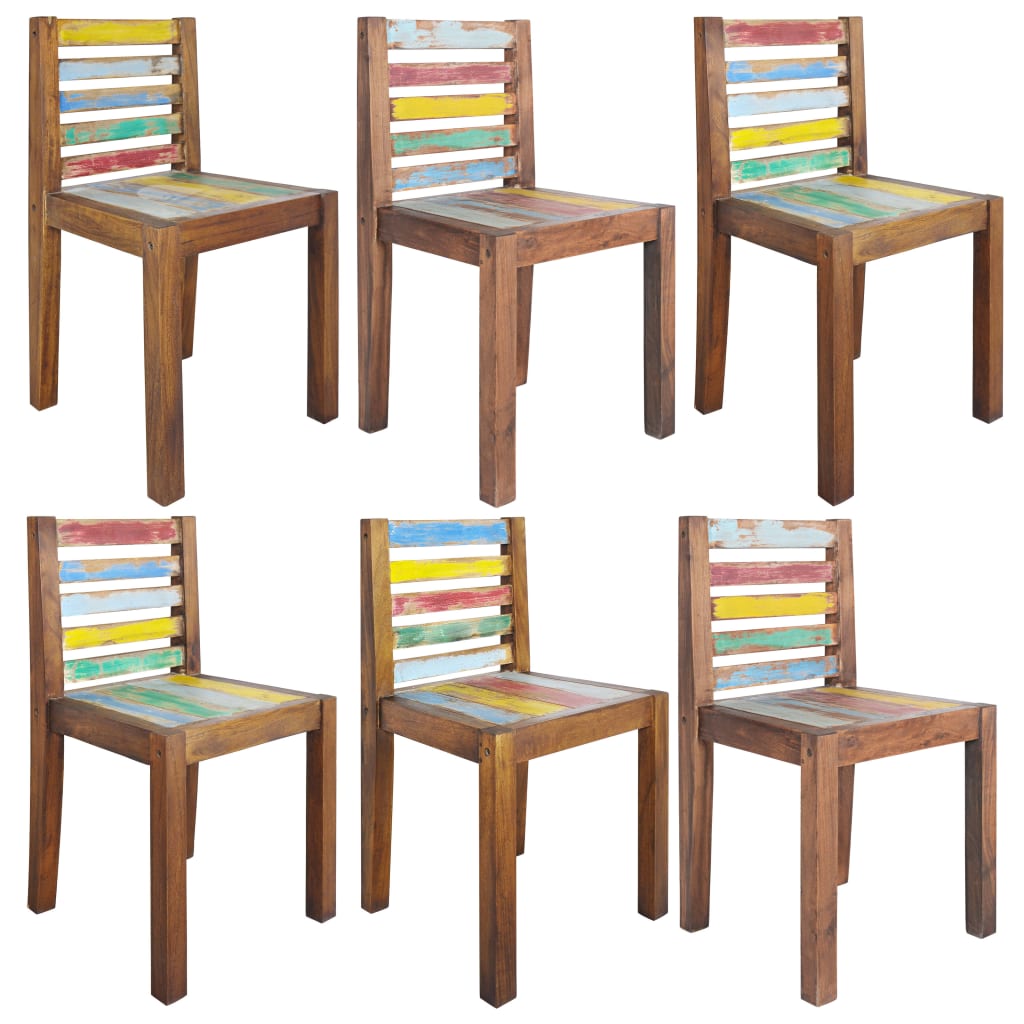 Chaises à manger lot de 6 bois de récupération solide