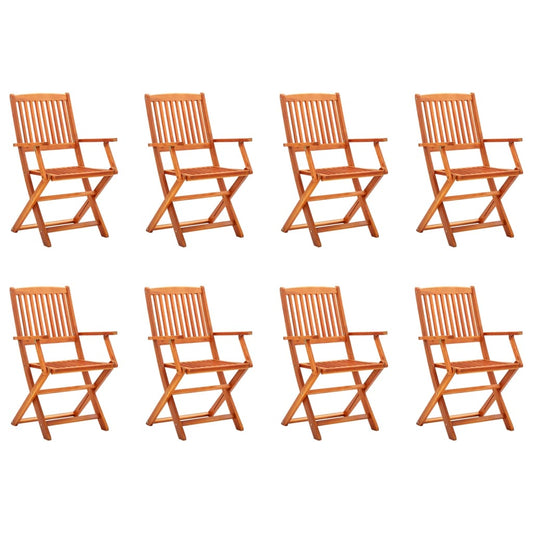 Chaises de jardin pliables lot de 8 Bois d'eucalyptus massif