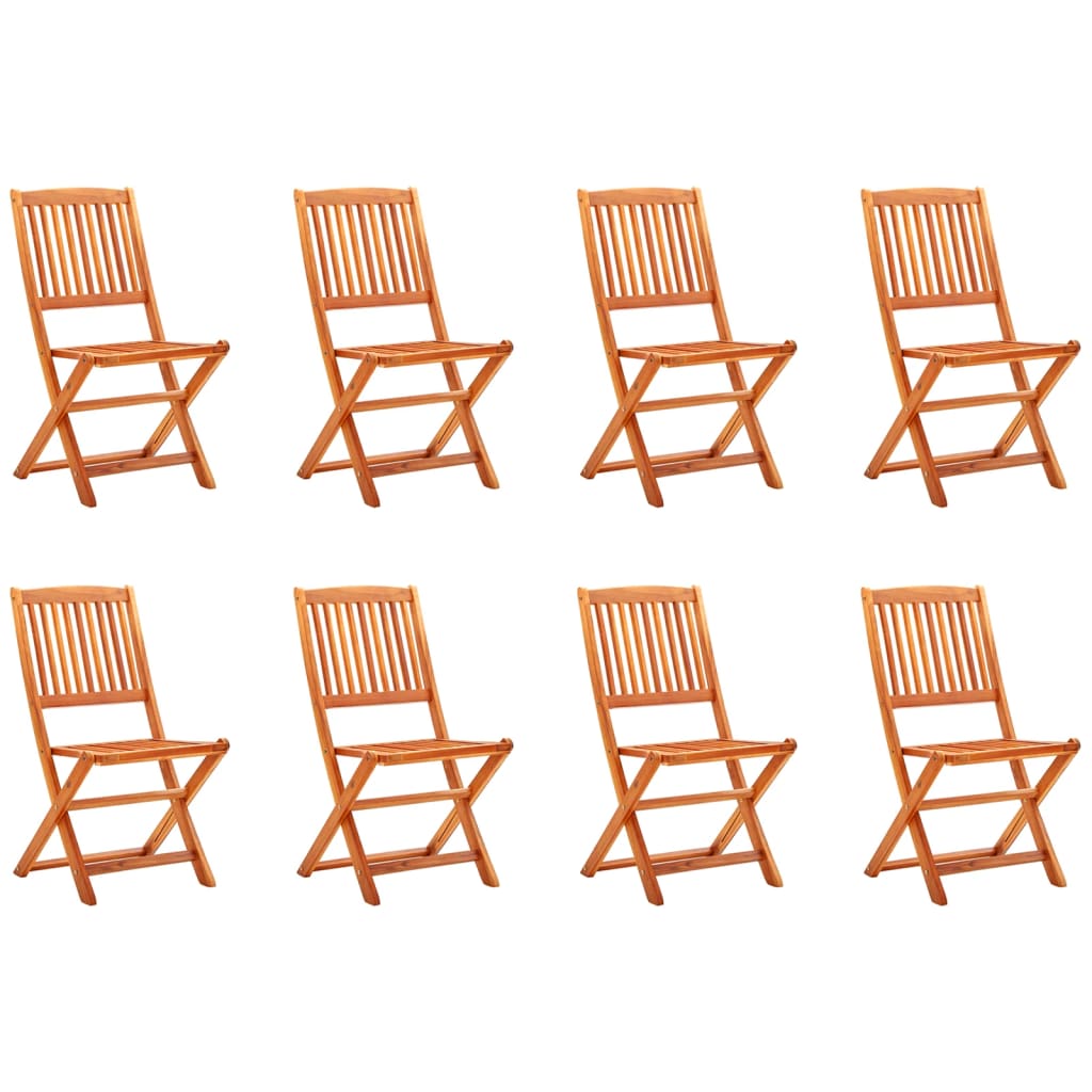 Chaises de jardin pliables lot de 8 Bois d'eucalyptus massif