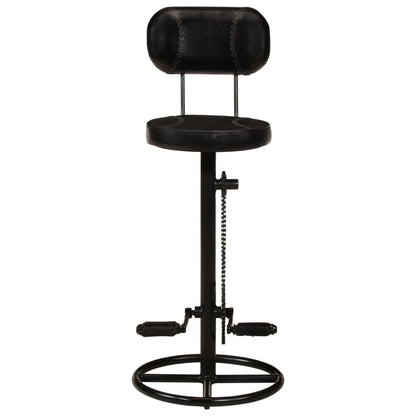 Tabourets de bar lot de 2 noir cuir de chèvre véritable