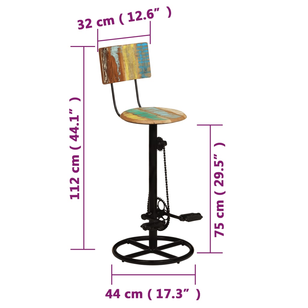 Tabourets de bar lot de 2 bois de récupération massif