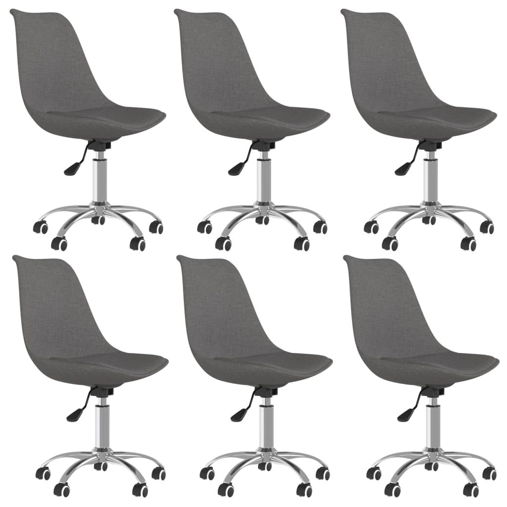 Chaises pivotantes à manger lot de 6 Gris foncé Tissu