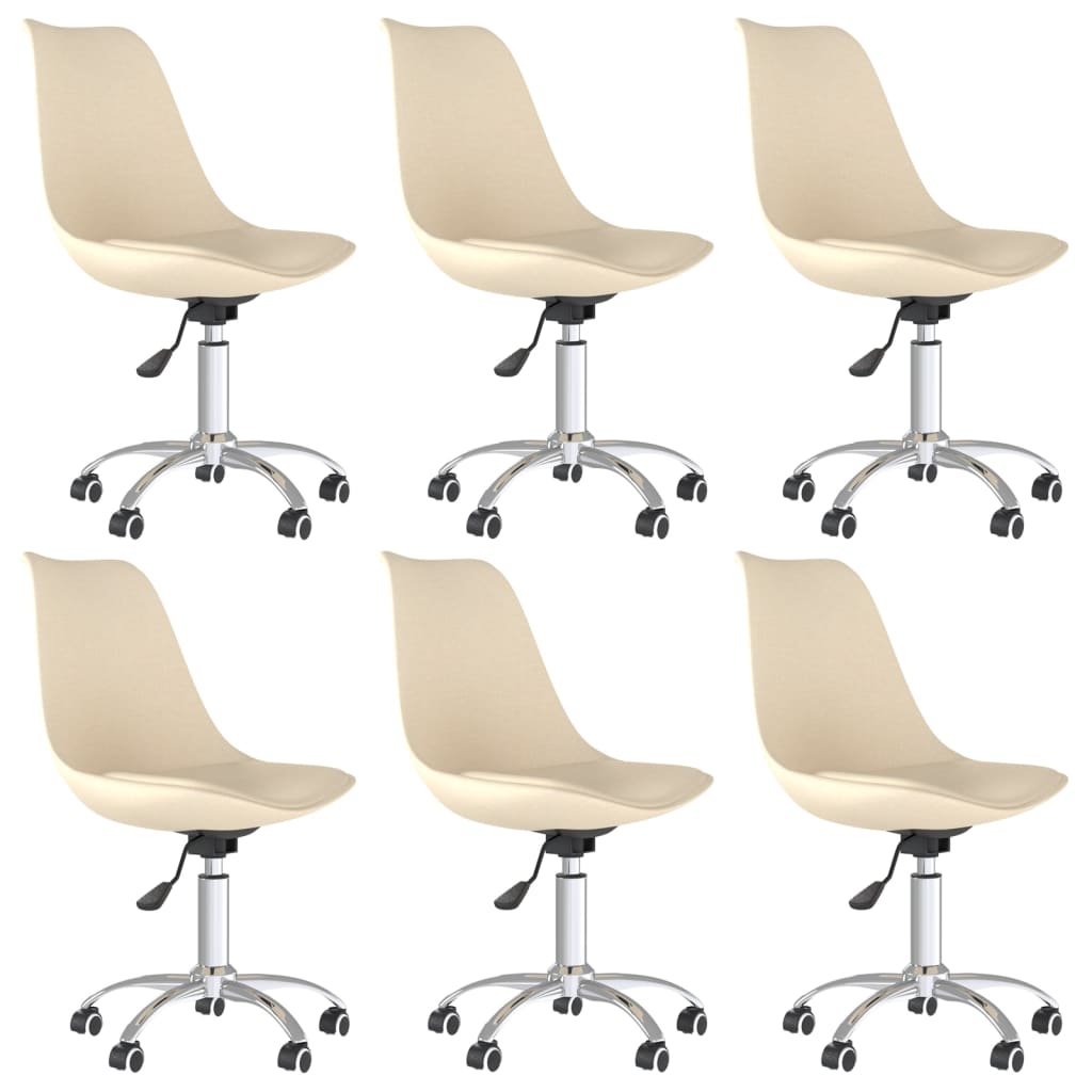 Chaises pivotantes à manger lot de 6 Crème Tissu