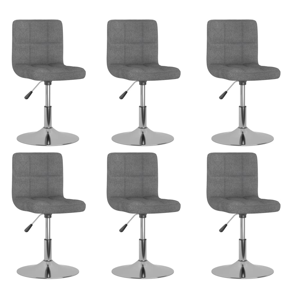 Chaises pivotantes à manger lot de 6 Gris clair Tissu