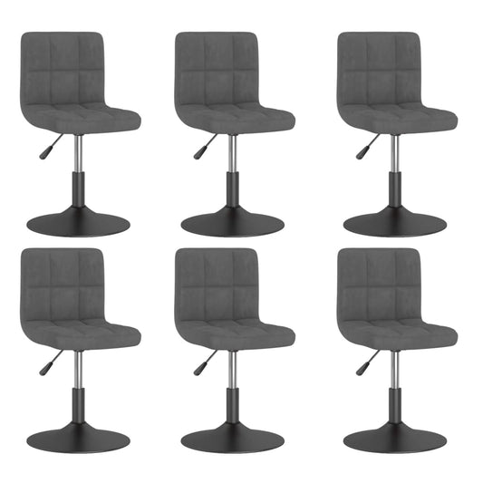 Chaises pivotantes à manger lot de 6 gris foncé velours