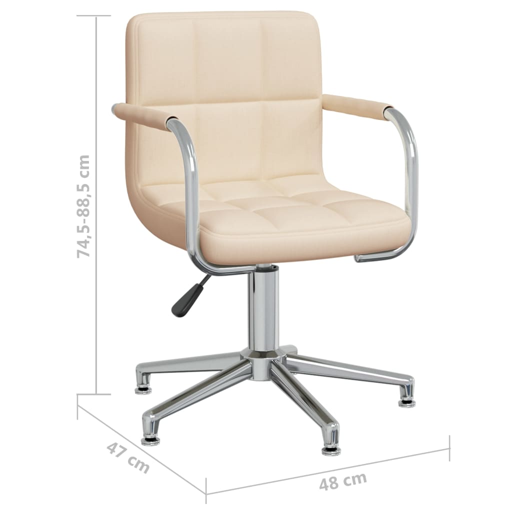 Chaise pivotante de salle à manger Crème Tissu