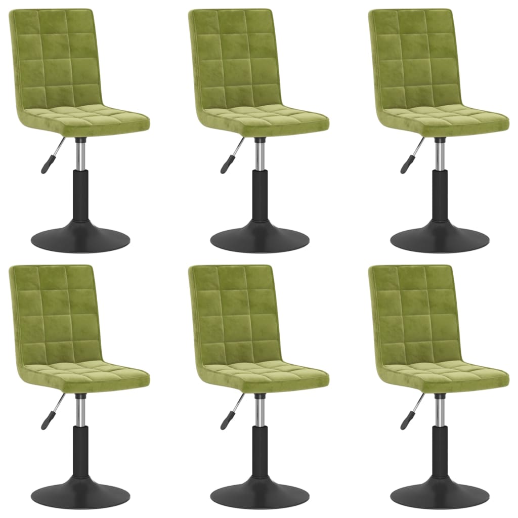 Chaises pivotantes à manger lot de 6 vert clair velours