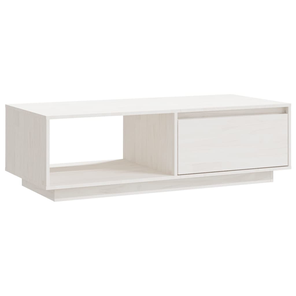 Table basse blanc 110x50x33,5 cm bois de pin massif