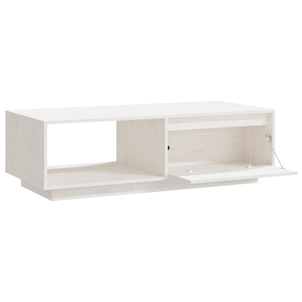 Table basse blanc 110x50x33,5 cm bois de pin massif