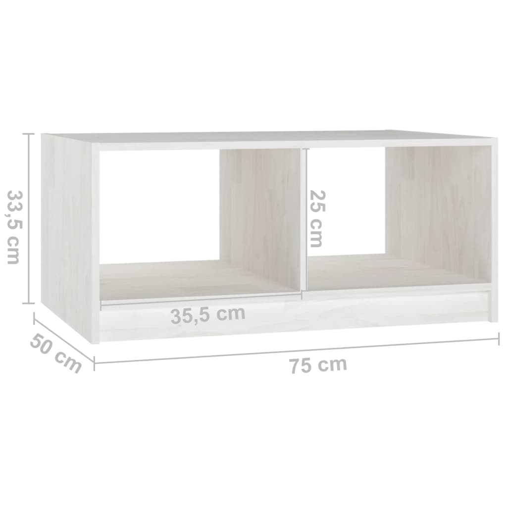 Table basse blanc 75x50x33,5 cm bois de pin massif