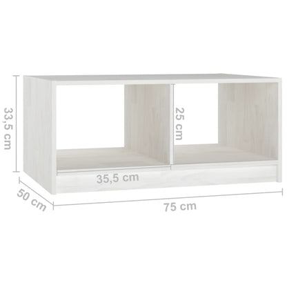 Table basse blanc 75x50x33,5 cm bois de pin massif