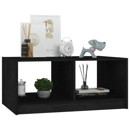 Table basse noir 75x50x33,5 cm bois de pin massif