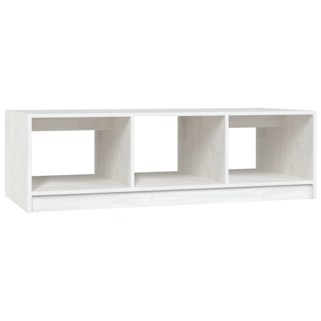 Table basse blanc 110x50x34 cm bois de pin massif