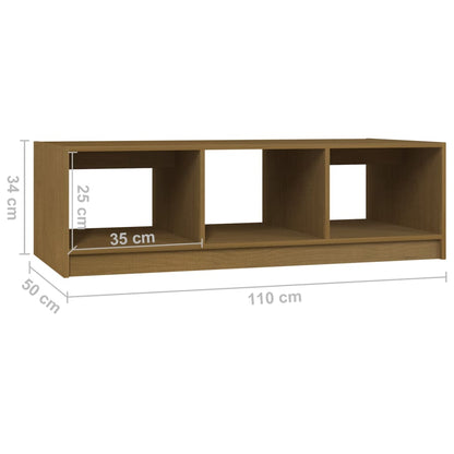 Table basse marron miel 110x50x34 cm bois de pin massif