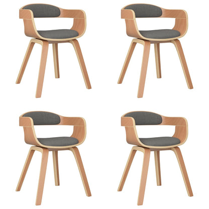 Chaises à manger lot de 4 gris clair bois courbé et tissu