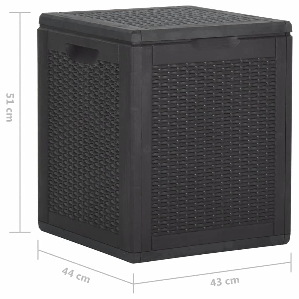 Boîte de rangement de jardin 90 L Noir PP Rotin