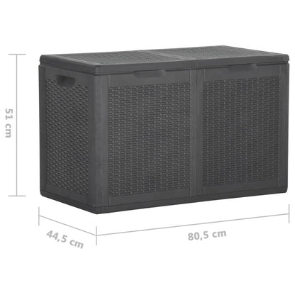 Boîte de rangement de jardin 180 L Noir PP Rotin