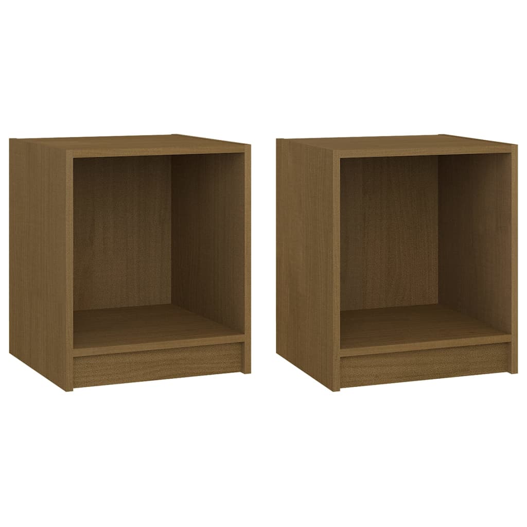 Tables de chevet 2 pcs Marron miel 35,5x33,5x41,5 cm Pin massif