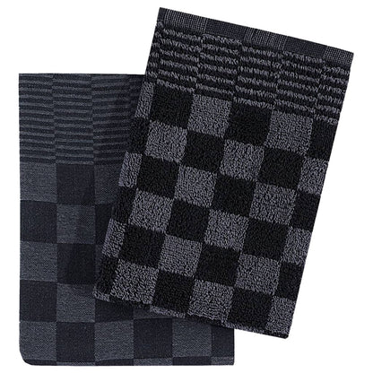 Ensemble de serviettes 10 pcs noir et gris coton