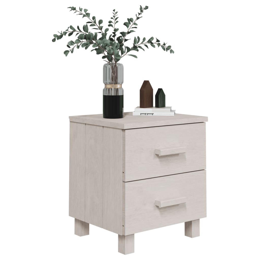 Table de chevet HAMAR Blanc 40x35x44,5 cm Bois de pin massif