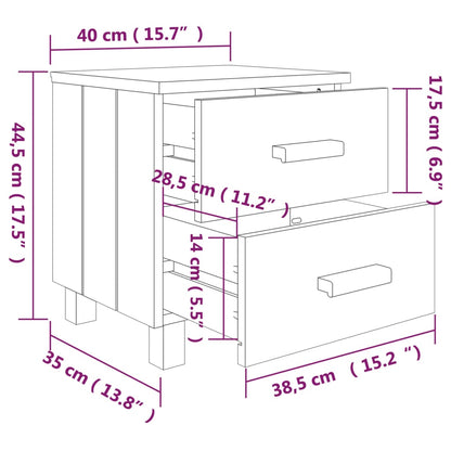 Table de chevet HAMAR Gris clair 40x35x44,5 cm Bois pin massif