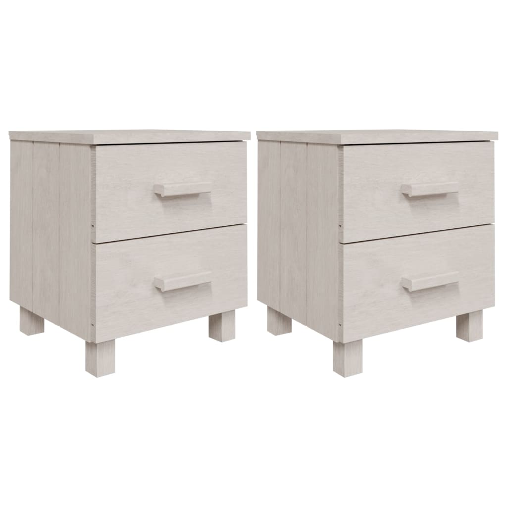 Tables de chevet HAMAR 2 pcs Blanc 40x35x44,5 cm Bois massif