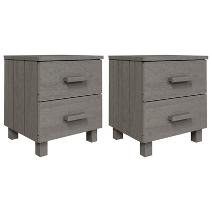 Tables de chevet HAMAR 2pcs Gris clair 40x35x44,5cm Bois massif