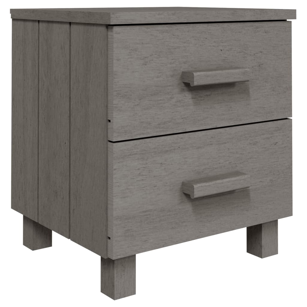 Tables de chevet HAMAR 2pcs Gris clair 40x35x44,5cm Bois massif