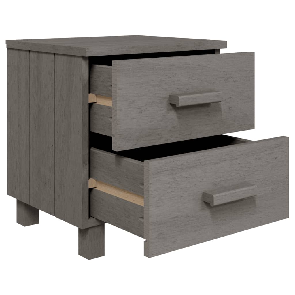 Tables de chevet HAMAR 2pcs Gris clair 40x35x44,5cm Bois massif