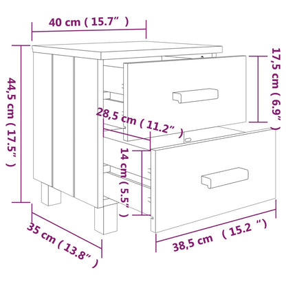 Tables de chevet HAMAR 2pcs Gris clair 40x35x44,5cm Bois massif