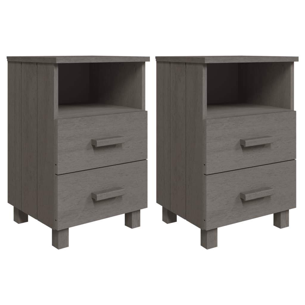 Tables de chevet HAMAR 2 pcs Gris clair 40x35x62 cm Bois massif