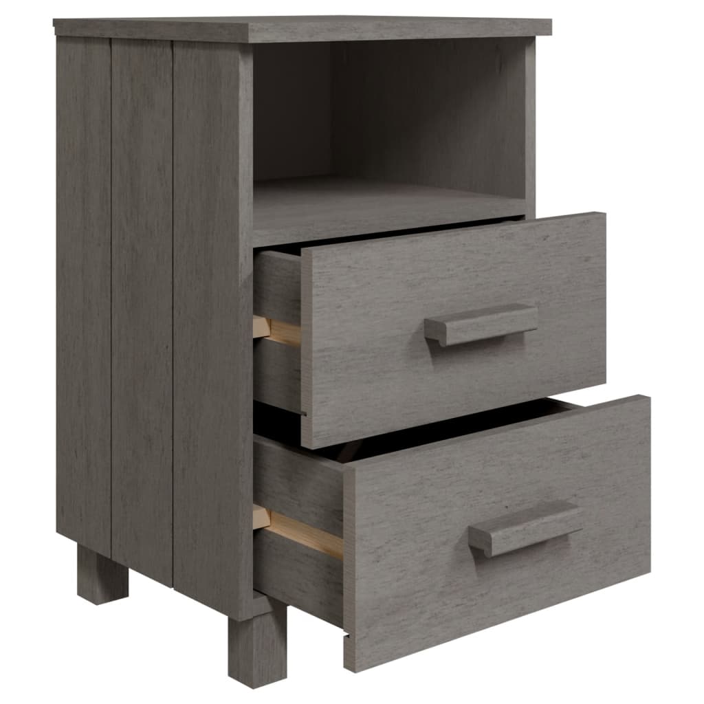 Tables de chevet HAMAR 2 pcs Gris clair 40x35x62 cm Bois massif