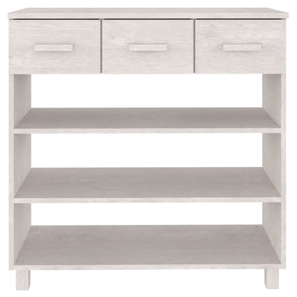 Table console HAMAR Blanc 90x35x90 cm Bois massif de pin