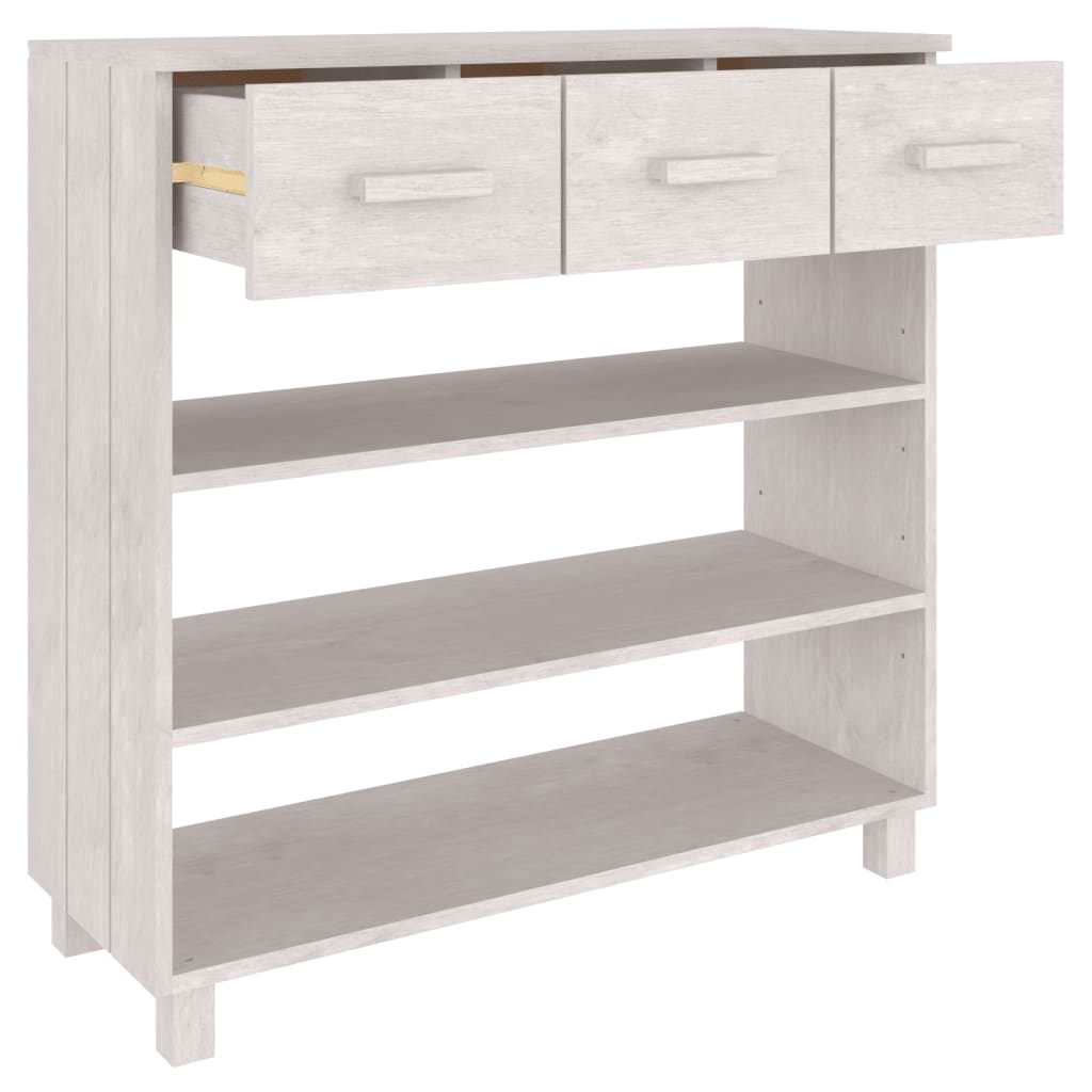 Table console HAMAR Blanc 90x35x90 cm Bois massif de pin