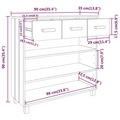 Table console HAMAR Blanc 90x35x90 cm Bois massif de pin