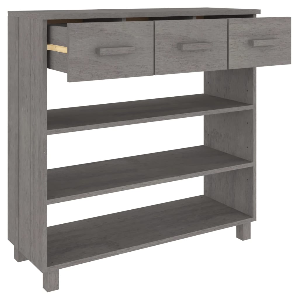 Table console HAMAR Gris clair 90x35x90 cm Bois massif de pin