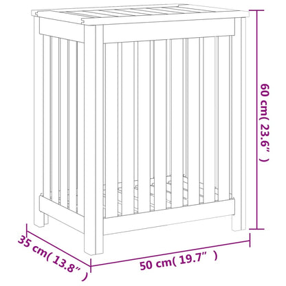 Bac à linge 50x35x60 cm bois de teck massif