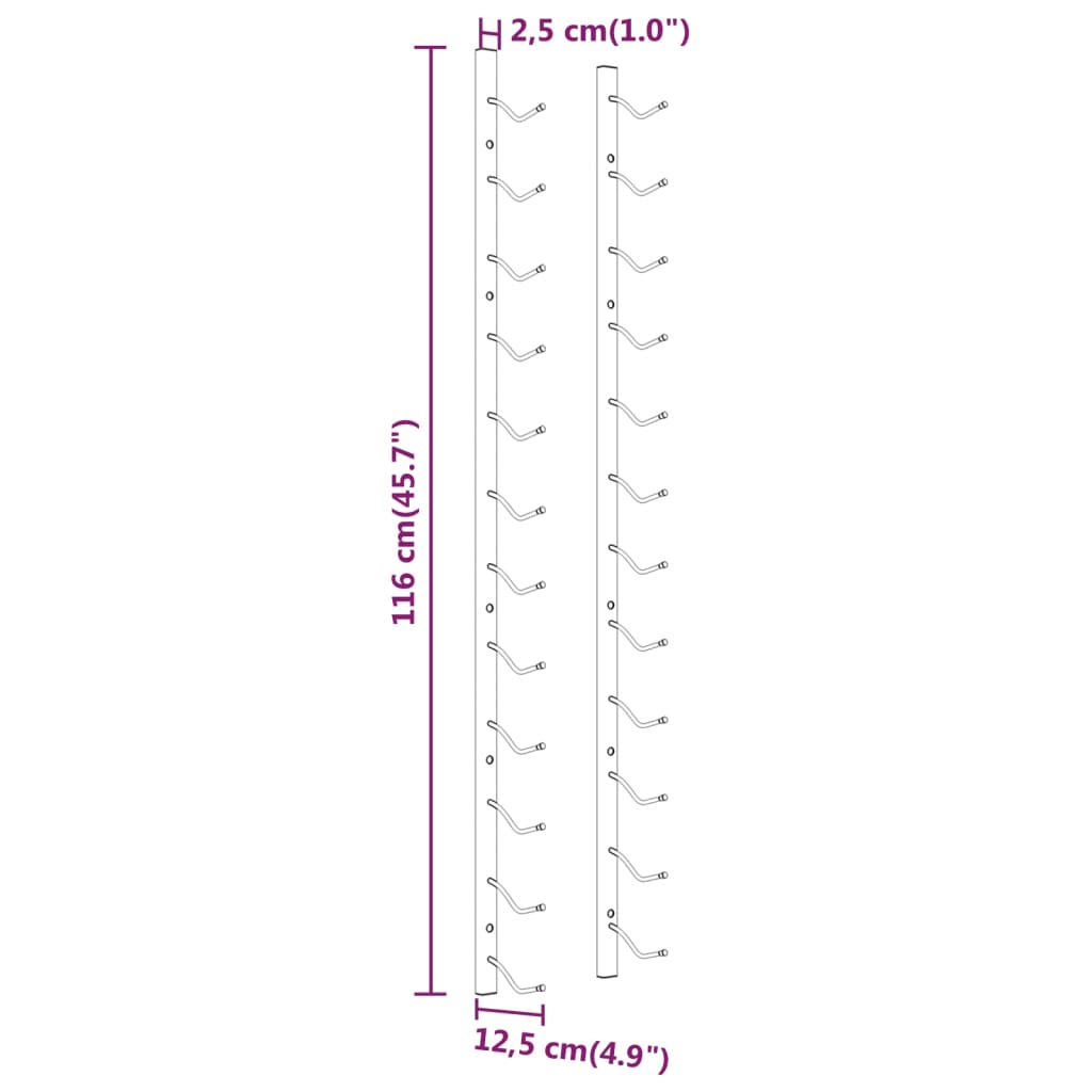 Casier à vin mural pour 12 bouteilles 2 pcs Doré Fer