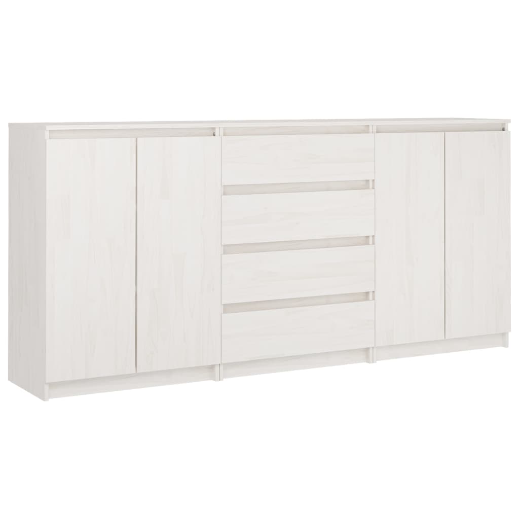 Armoires latérales 3 pcs blanc Bois de pin massif