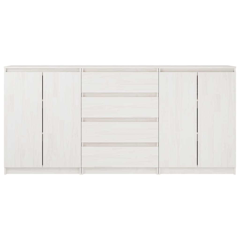 Armoires latérales 3 pcs blanc Bois de pin massif